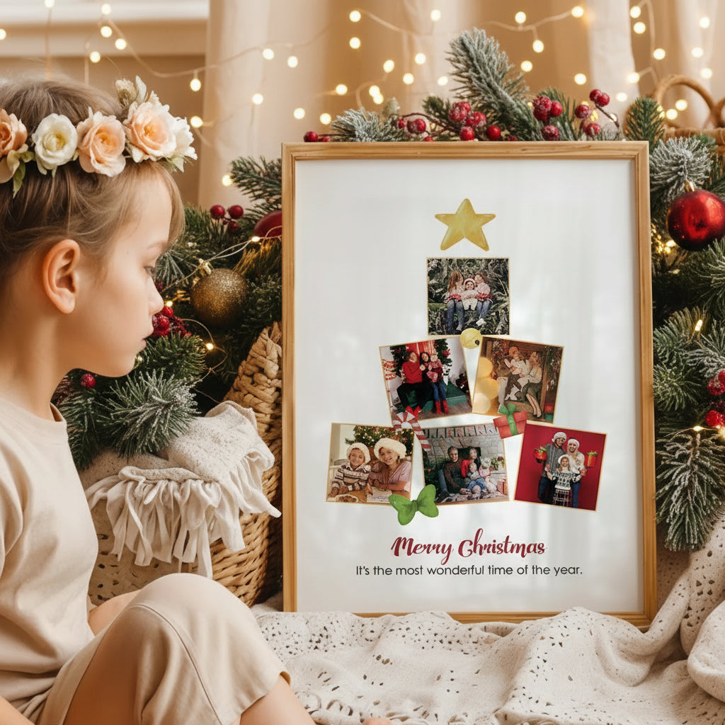Karácsonyi Fotófa Dekor Vászon – Saját Képekkel