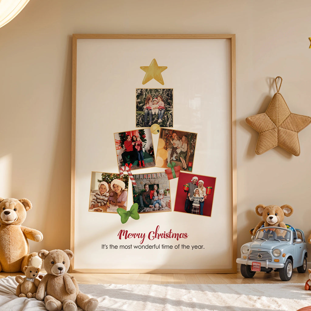 Karácsonyi Fotófa Dekor Vászon – Saját Képekkel