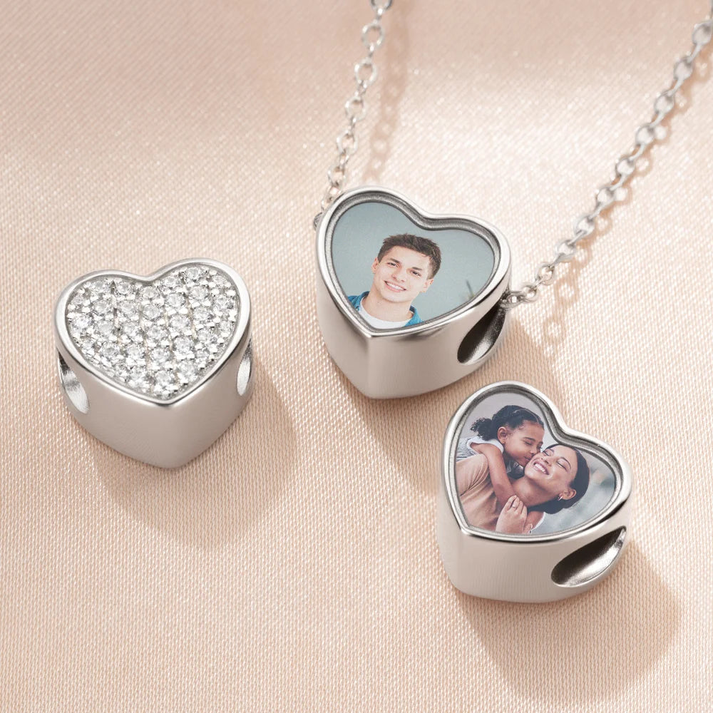 Örök Emlék Fényképes Szív Charm