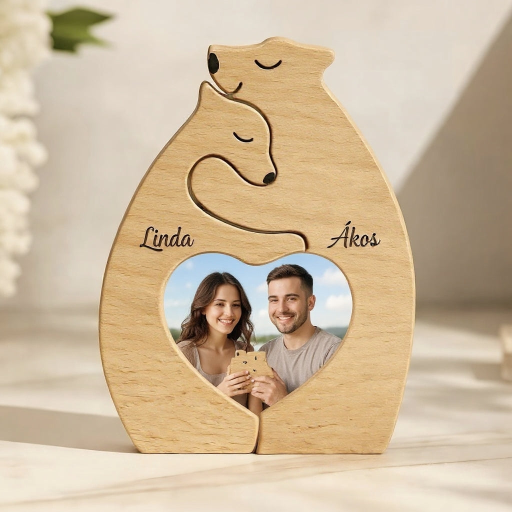 Szerelmünk Medvéje – Egyedi Fa Puzzle Gravírozással