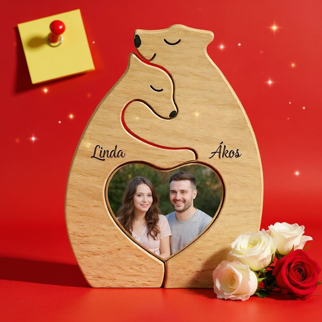 Szerelmünk Medvéje – Egyedi Fa Puzzle Gravírozással