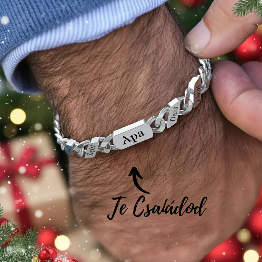 Családi Karkötő – Gravírozott Nevekkel
