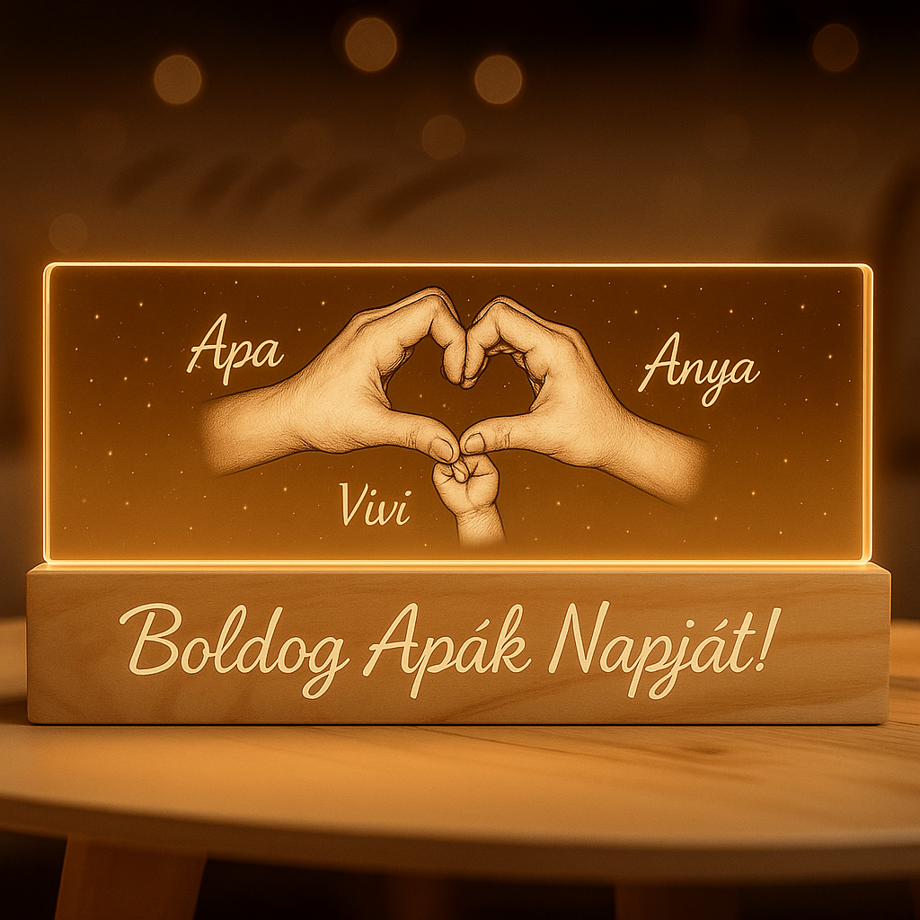 Anya-Apa Szíve – Egyedi LED Családi Lámpa