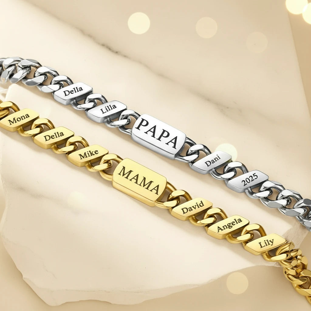 Családi Karkötő – Gravírozott Nevekkel