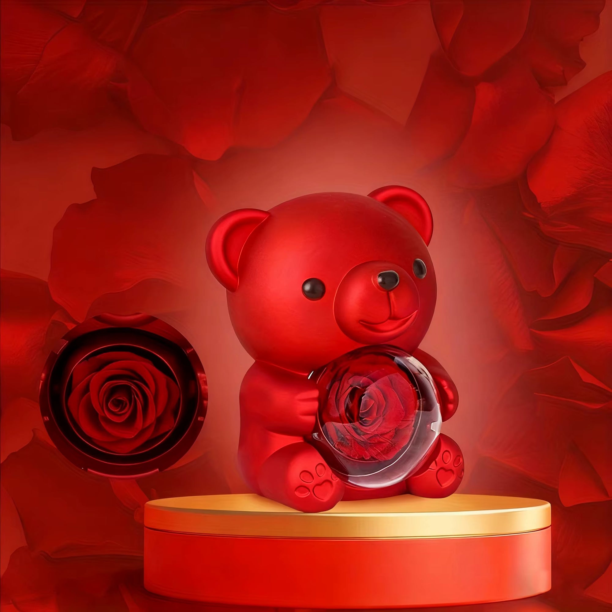 Szívünk Kincsei – Örök Rózsa Medve + Rejtett Fotós Nyaklánc