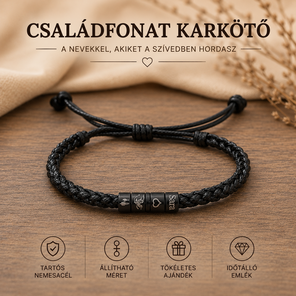 Családfonat Karkötő Egyedi Charmokkal