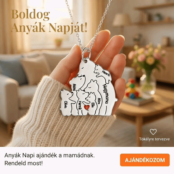 Büszke Anyamedve – Gravírozott nyaklánc (2-7 névvel)
