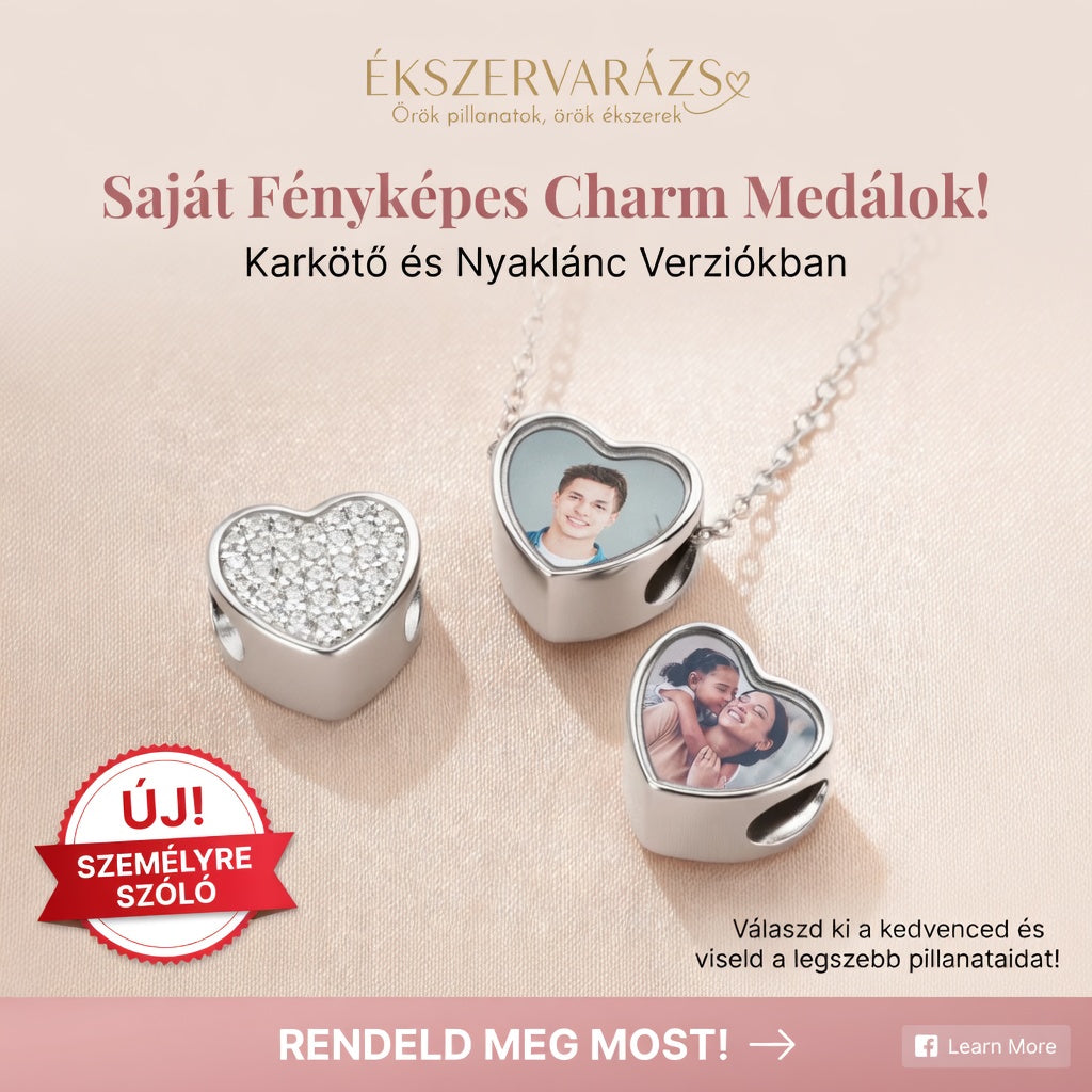 Örök Emlék Fényképes Szív Charm