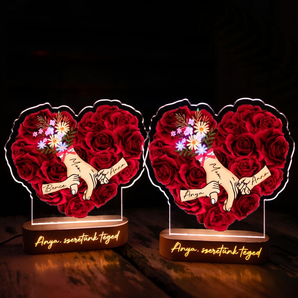 Örökké Együtt Gravírozott Rózsa-szív Lámpa