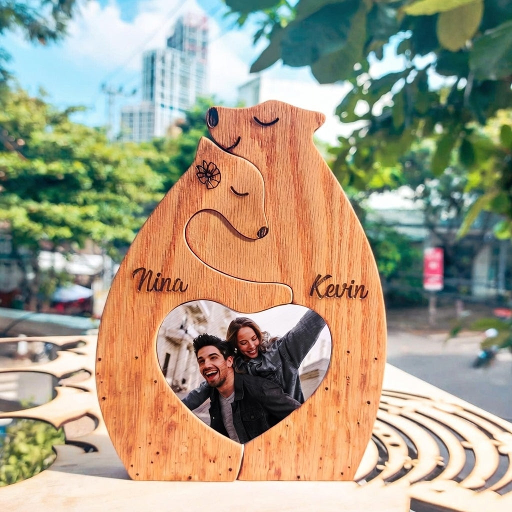 Szerelmünk Medvéje – Egyedi Fa Puzzle Gravírozással