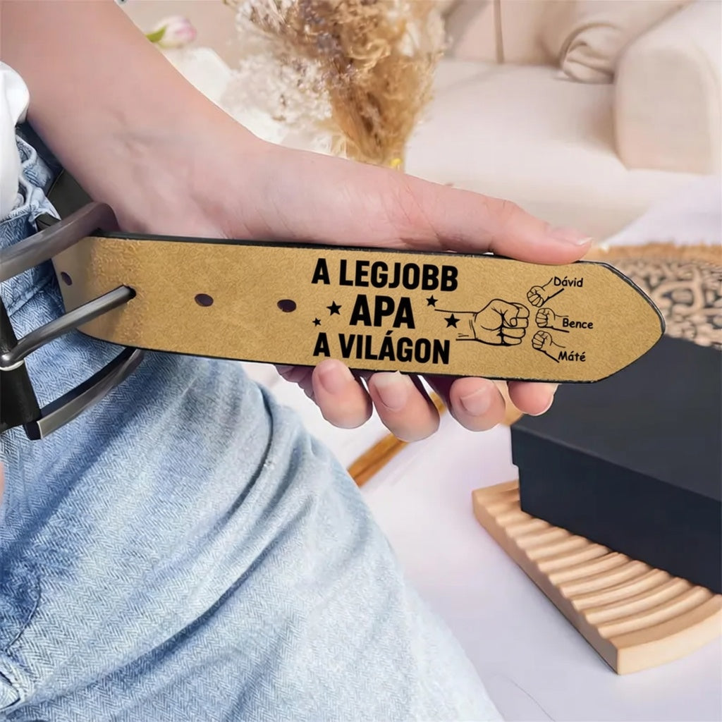 👊 Apa Büszkesége – Egyedi Gravírozott Bőr Öv