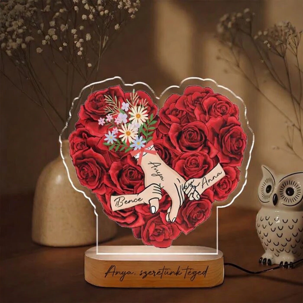 Örökké Együtt Gravírozott Rózsa-szív Lámpa