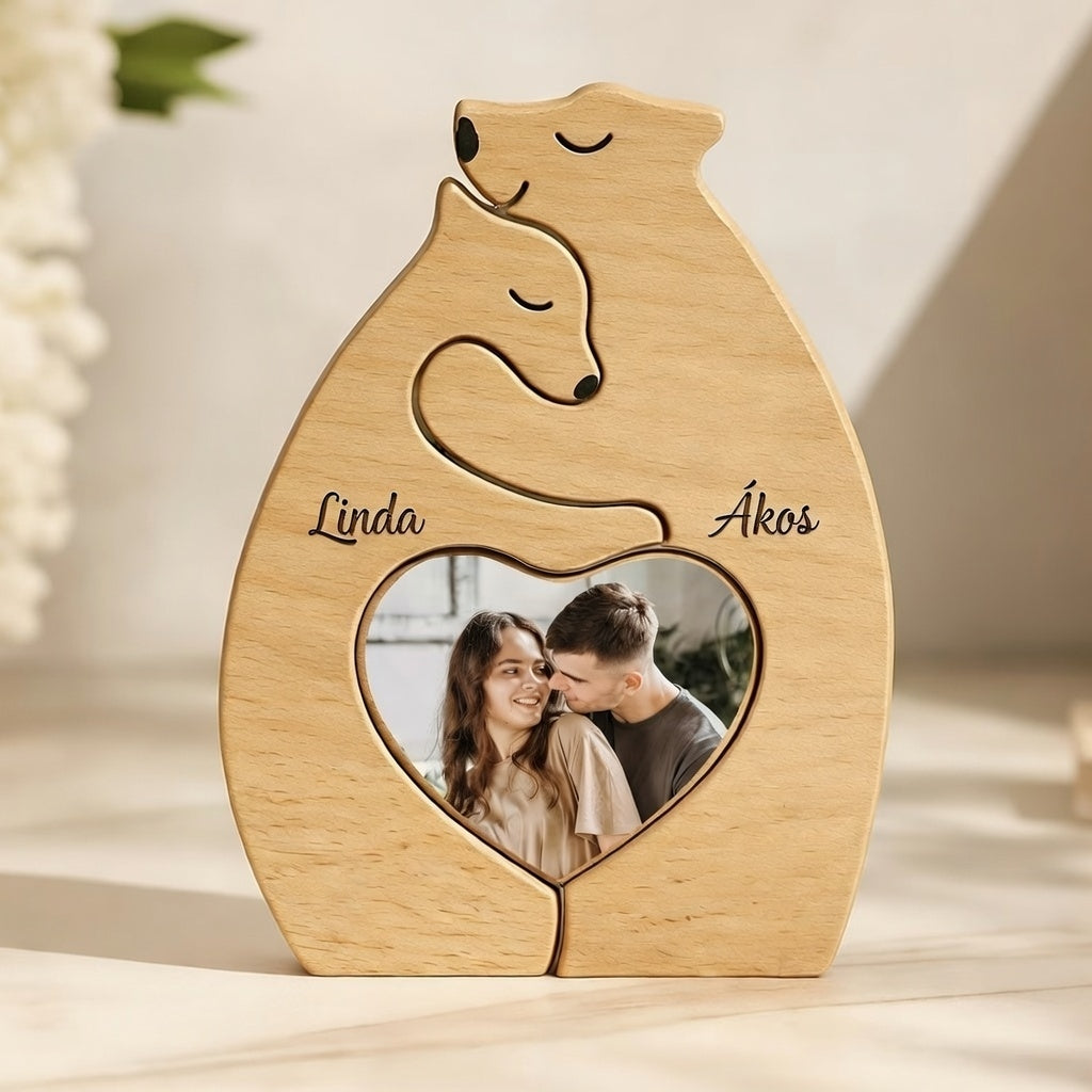 Szerelmünk Medvéje – Egyedi Fa Puzzle Gravírozással