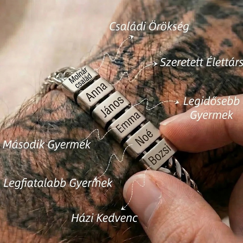 Családi Karkötő – Gravírozott Nevekkel