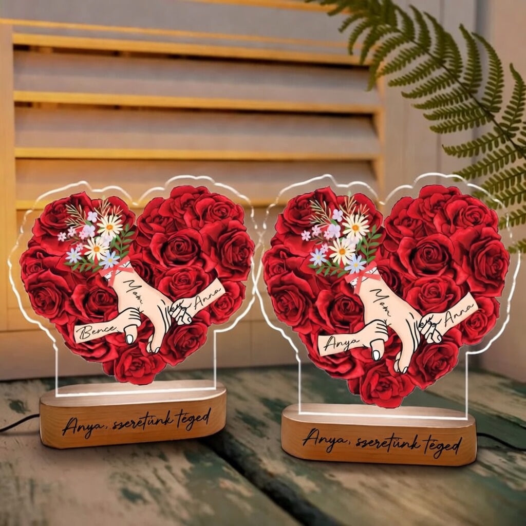 Örökké Együtt Gravírozott Rózsa-szív Lámpa