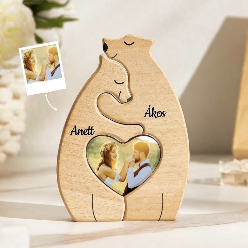 Szerelmünk Medvéje – Egyedi Fa Puzzle Gravírozással