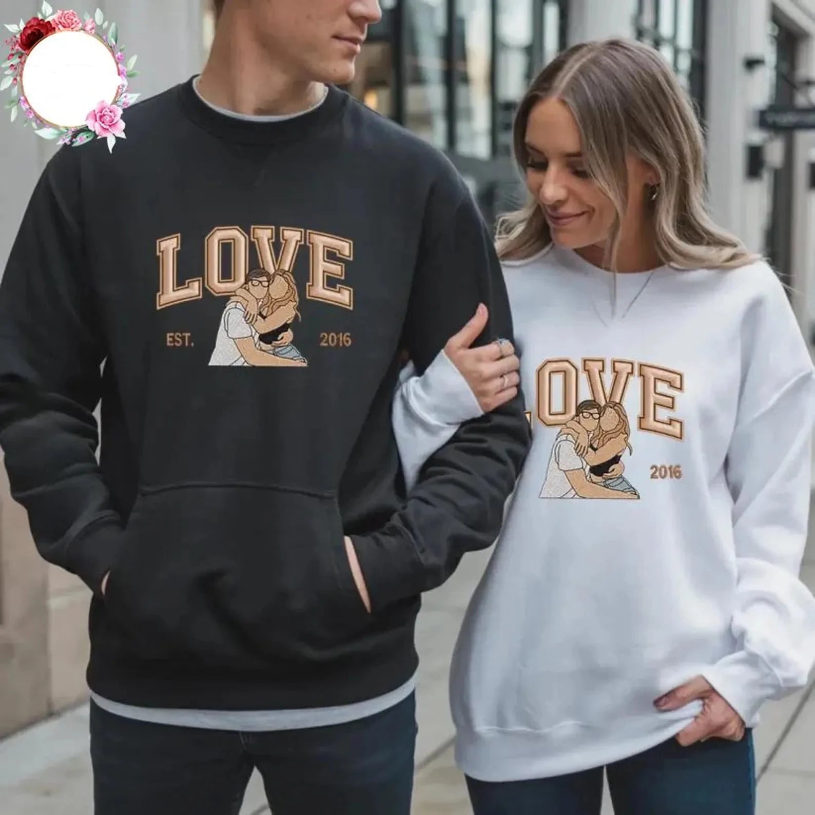 Hímzett Szerelem Pulóver