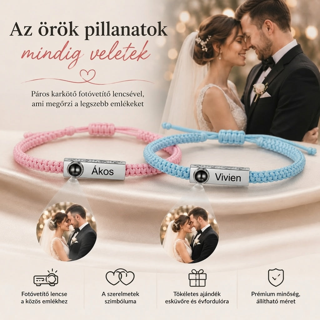 Összetartozunk – Páros Fotóvetítős Karkötő (2db)