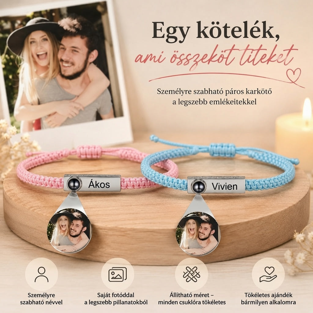 Összetartozunk – Páros Fotóvetítős Karkötő (2db)