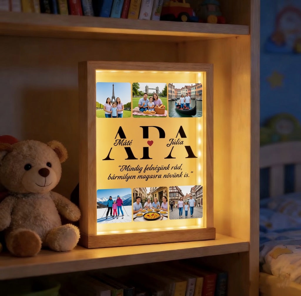 🖼️ Egyedi Fotókeretes Apa Emléklámpa
