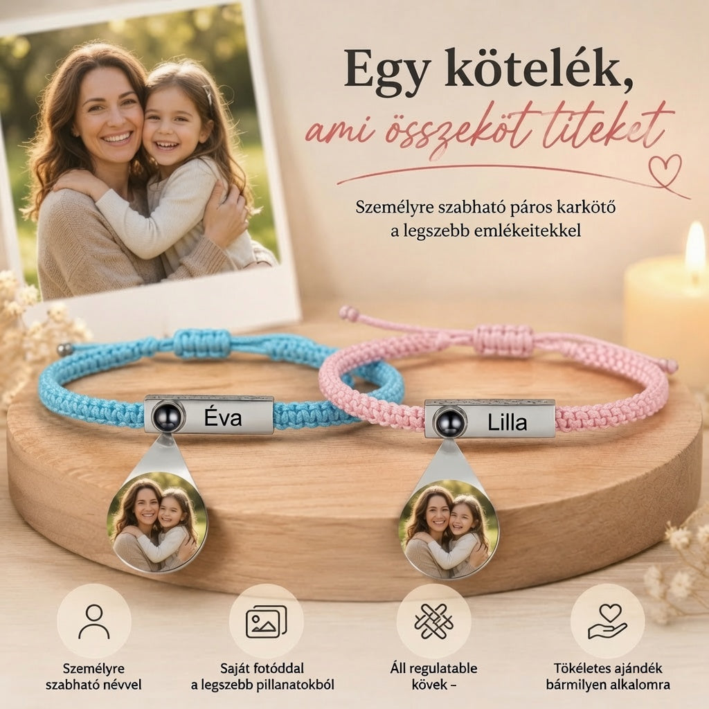 Összetartozunk – Páros Fotóvetítős Karkötő (2db)