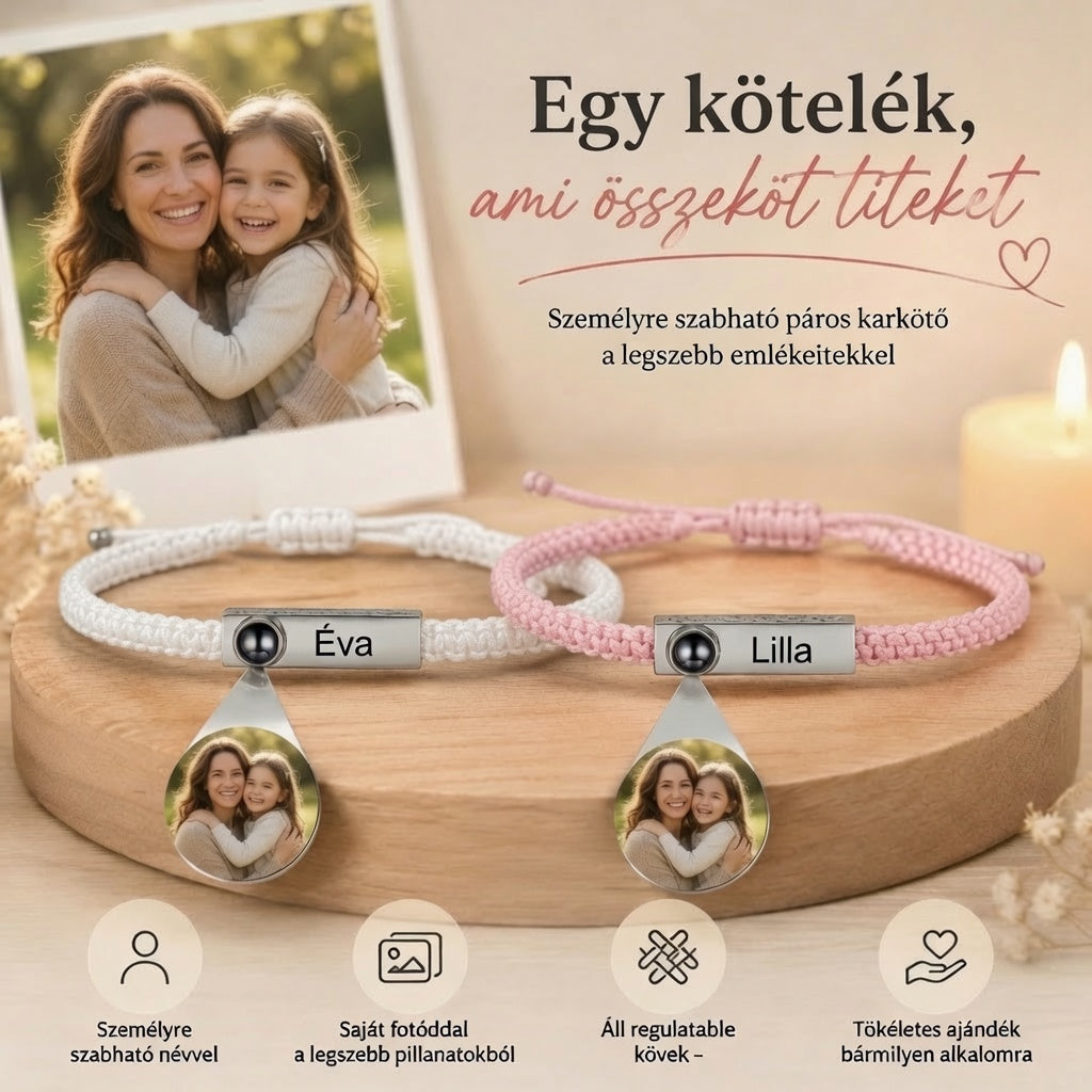 Összetartozunk – Páros Fotóvetítős Karkötő (2db)