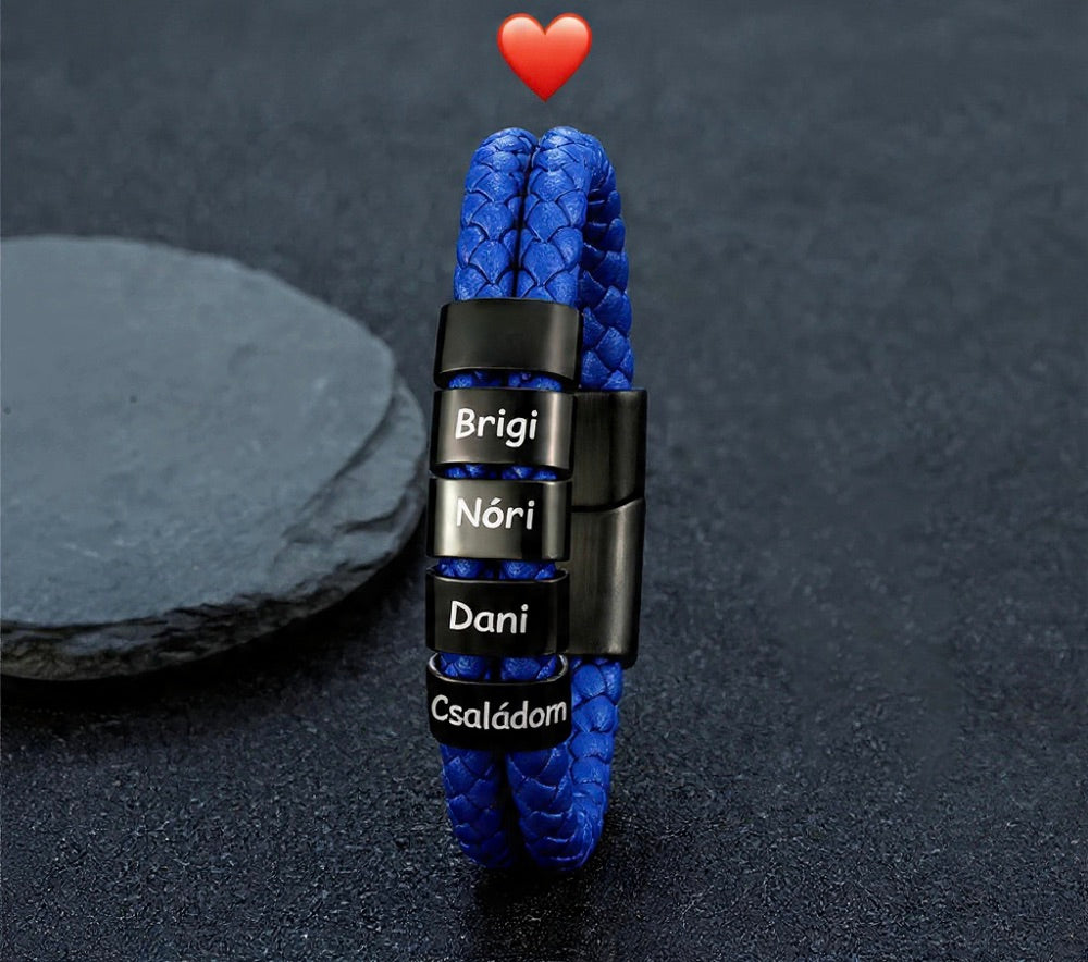 Családi Karkötő – Gravírozott Nevekkel