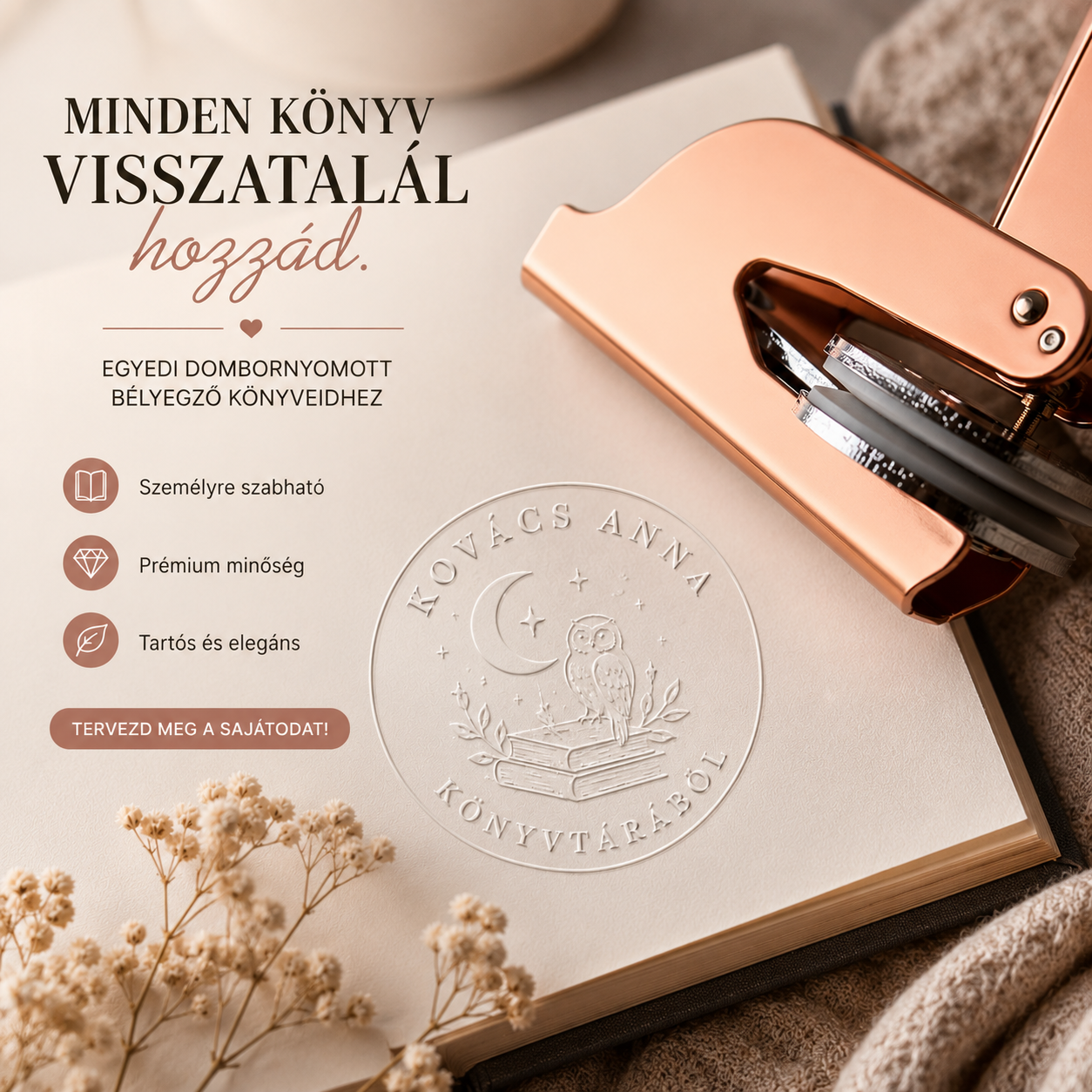 DOMBORNYOMOTT EGYEDI KÖNYVBÉLYEGZŐ