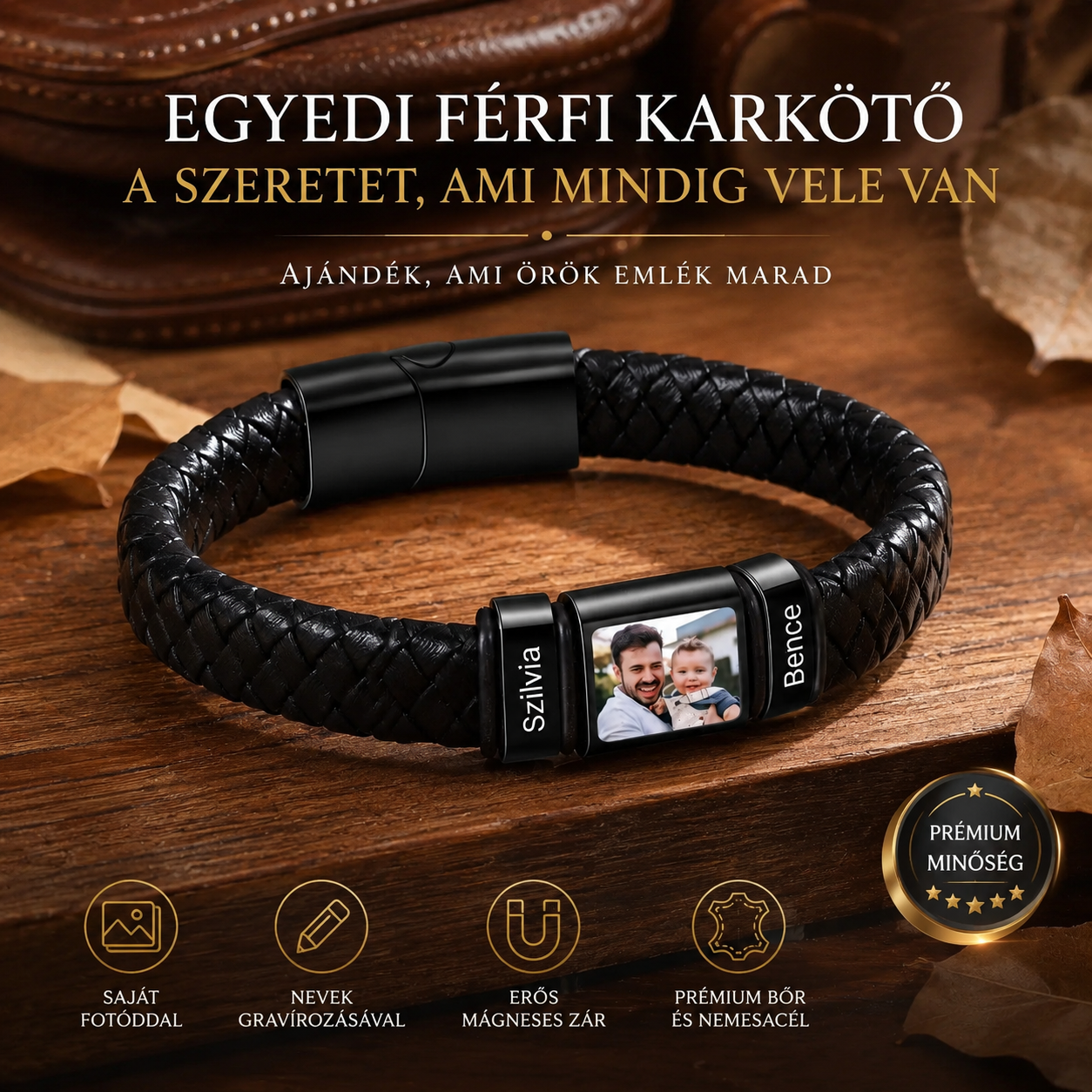 Egyedi Apa Karkötő Fotóval